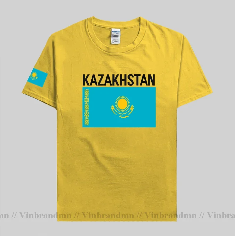 Kazakhstan Mens T shirt Jerseys Nation Team Tshirt Pure Cotton T-shirt Kazakh Clothing New Tops Tees Country Flag KZ Kazakhstani