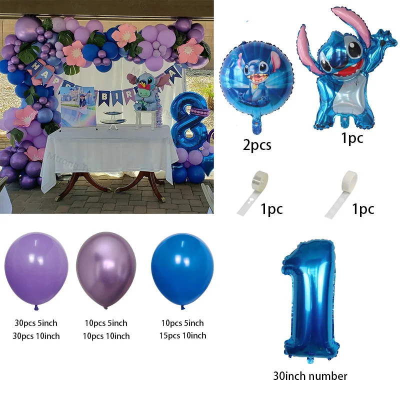 Lilo Stitch Arch Kit Garland Foil Hélio Balão, Brinquedos infláveis, Baby Shower, Decorações de aniversário, Air Globos, 1 Conjunto