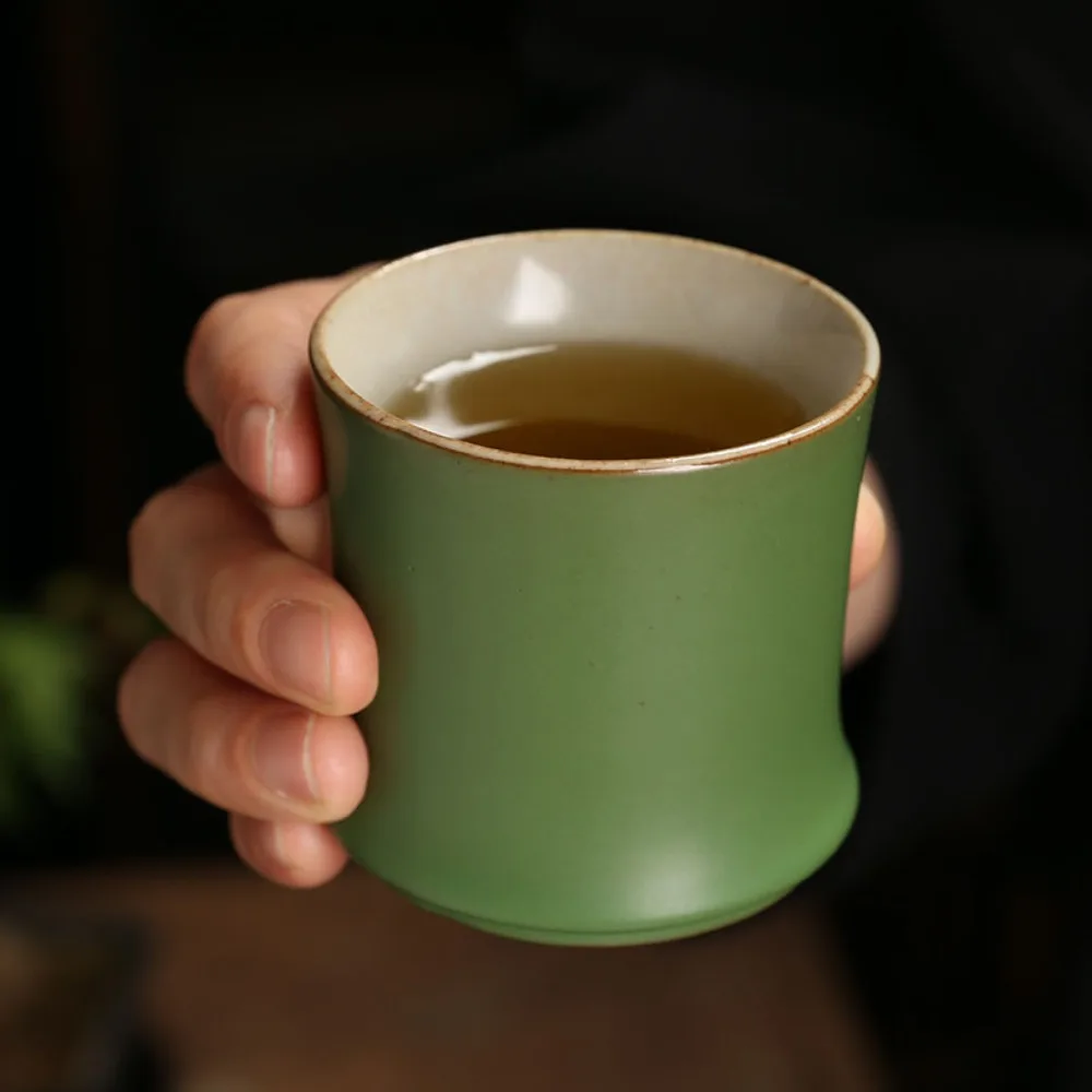 3pcs Household Ceramic Bamboo Joint Tea Cup 90 Ml Simulation Kung Fu Tea Cup Green Chinese Style Teaware Mugs Tea Enthusiast