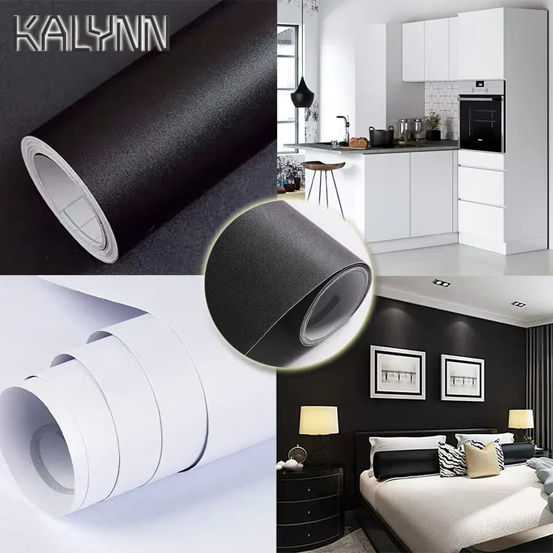 Solid Color Waterpoof Matte Wallpaper White Vinyl Self-Adhesive Stickers for Wall Furniture Livingroom Contact Paper Home Decor