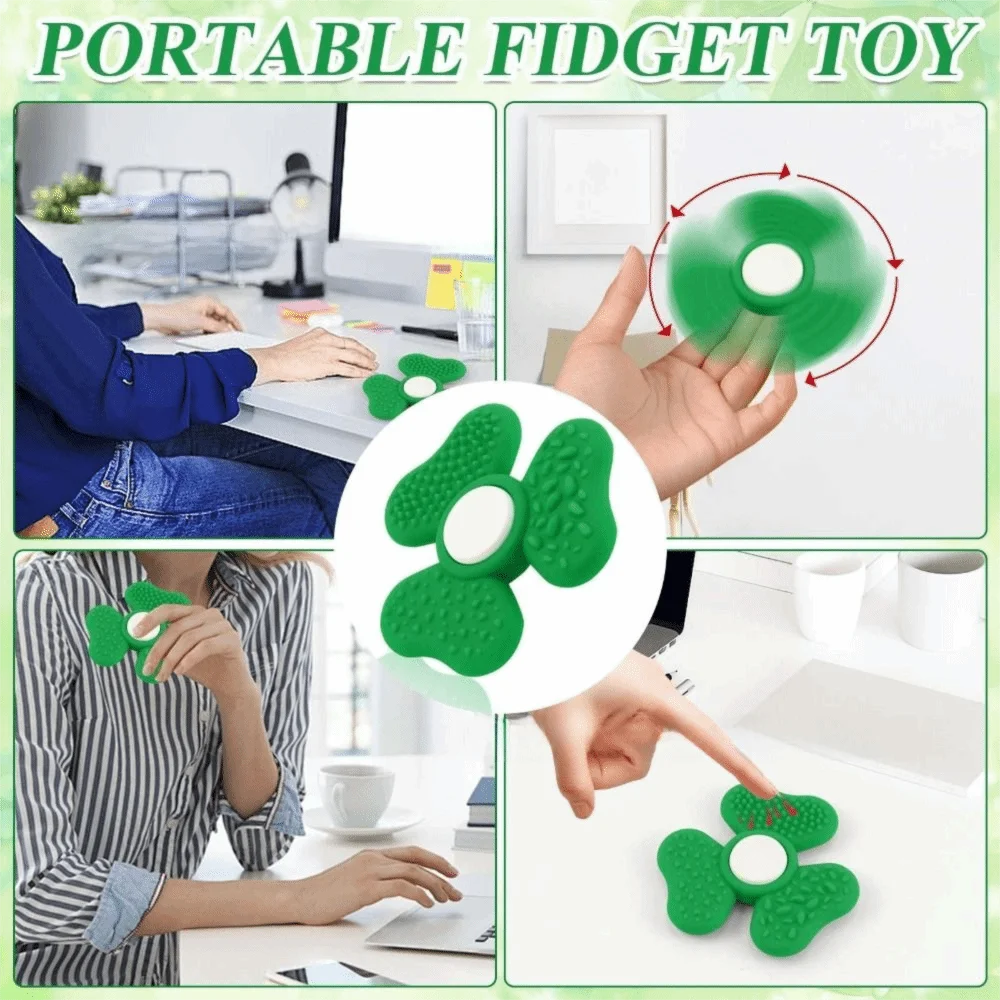 Clover Textured Soft Worry Stone Fidget Toy Silicone No Noise Children Sensory Stone Creative Relaxing Textured Worry Rocks