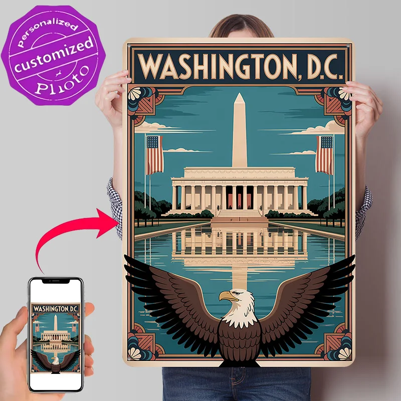 Washington D.C. Travel Metal Poster Perfect Gift for Fans Lovers Personalized Wall Art Metal Sign for Vintage Decor Room Home