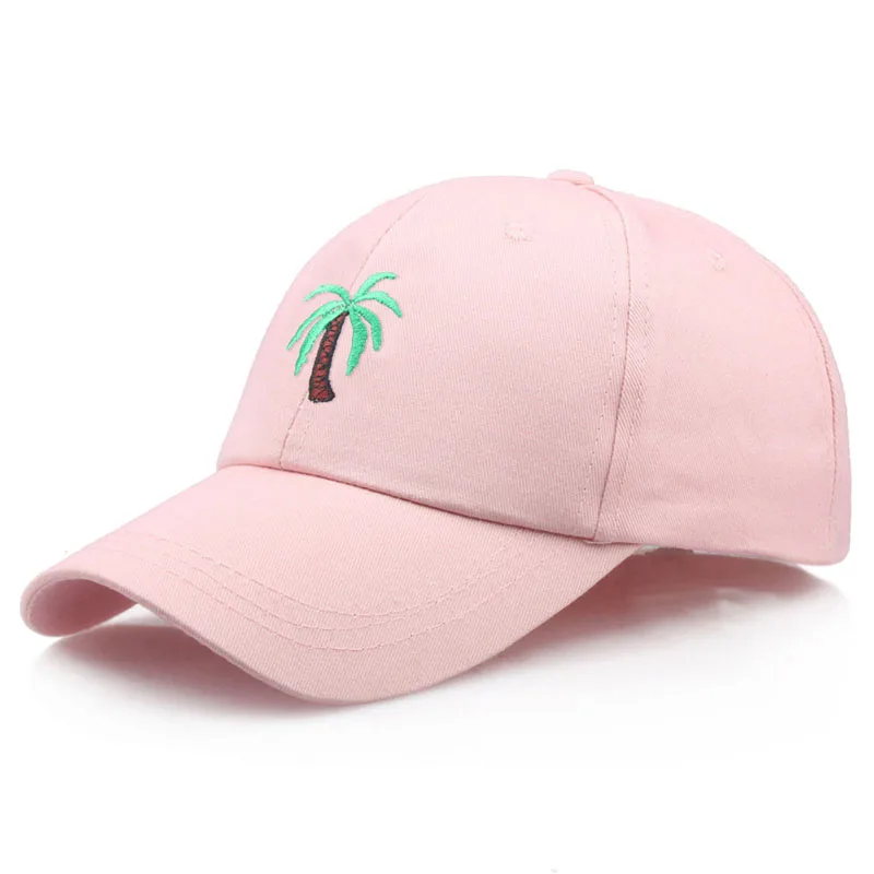 Men\'s Palm Tree Embroidery Kpop Baseball Cap For Women Men Coconut Tree Snapback Hip Hop Cap Outdoor Curved Black Cotton Dad Hat