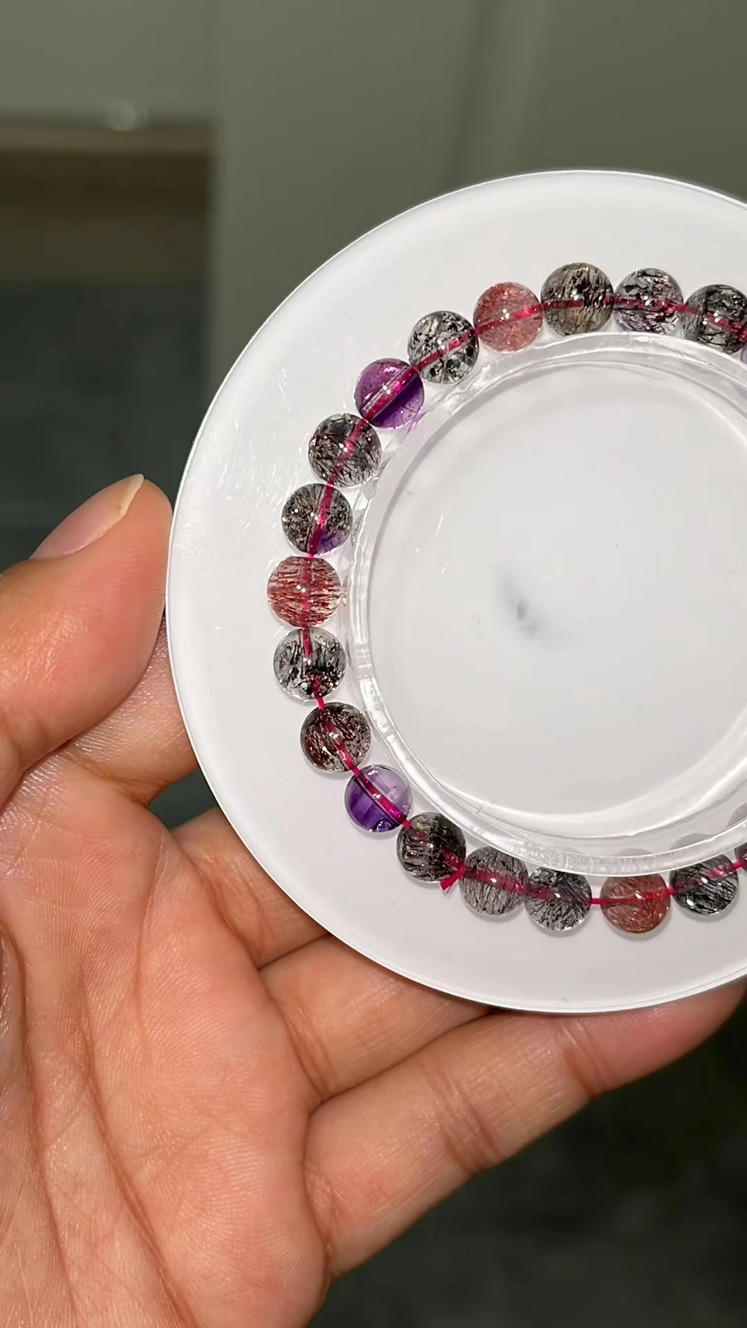 Natural Colorful Super Seven 7 Lepidocrocite Quartz Bracelet 6.8mm Purple Rutilated Clear Round Beads Crystal Women Men AAAAAAA