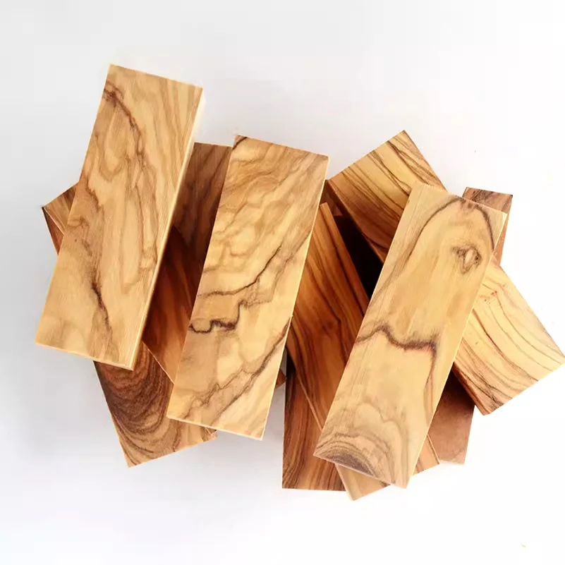 Imagem -03 - Azeitona Natural Placa de Madeira Sólida Log para Faca Handle Escalas Faça Você Mesmo Fazendo Materiais Patches Tamanhos Peças Lote