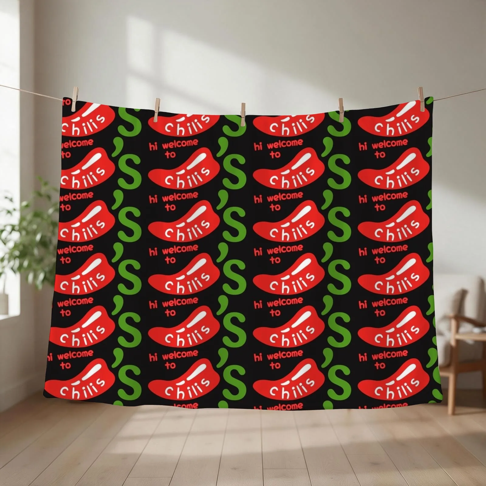 Hi Welcome To Chili’s Throw Blanket couch cozy soft plush fuzzy picnic outdoor blanket