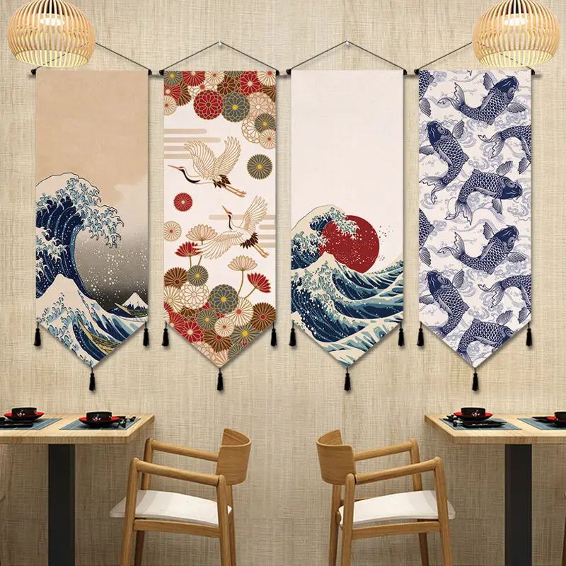 

Japanese Tapestry Ukiyoe Fabric Wall Hanging Sushi Restaurant Decor Traditional Japanese Painting