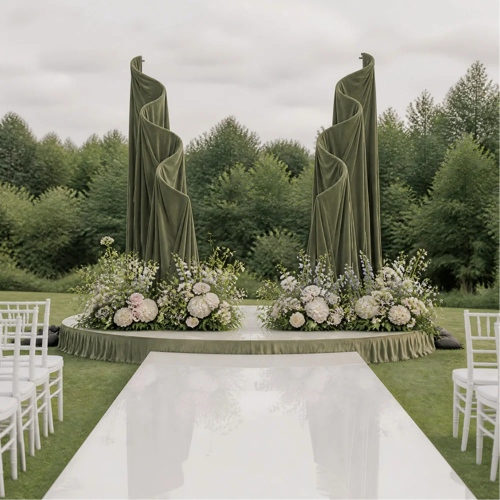 Heiß begehrter gebogener Bogenbühnenhintergrundständer für Hochzeiten im Freien, Geburtstage, Jubiläen und Verlobungsfeiern. – Detail 3