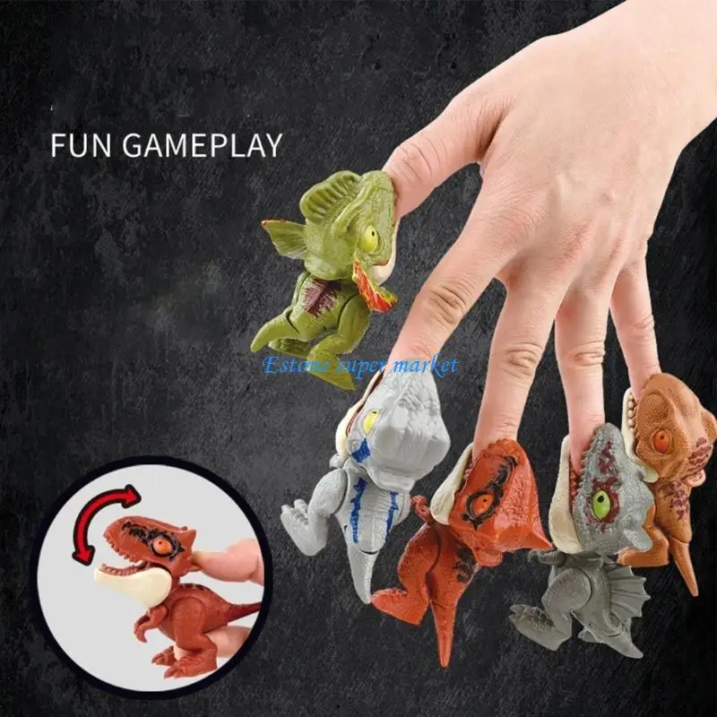 090B Finger Biting Dinosaur Model Figuur Joint Dinosaur voor Toddler Role Play Finger Puppet On Model Familie Activiteit
