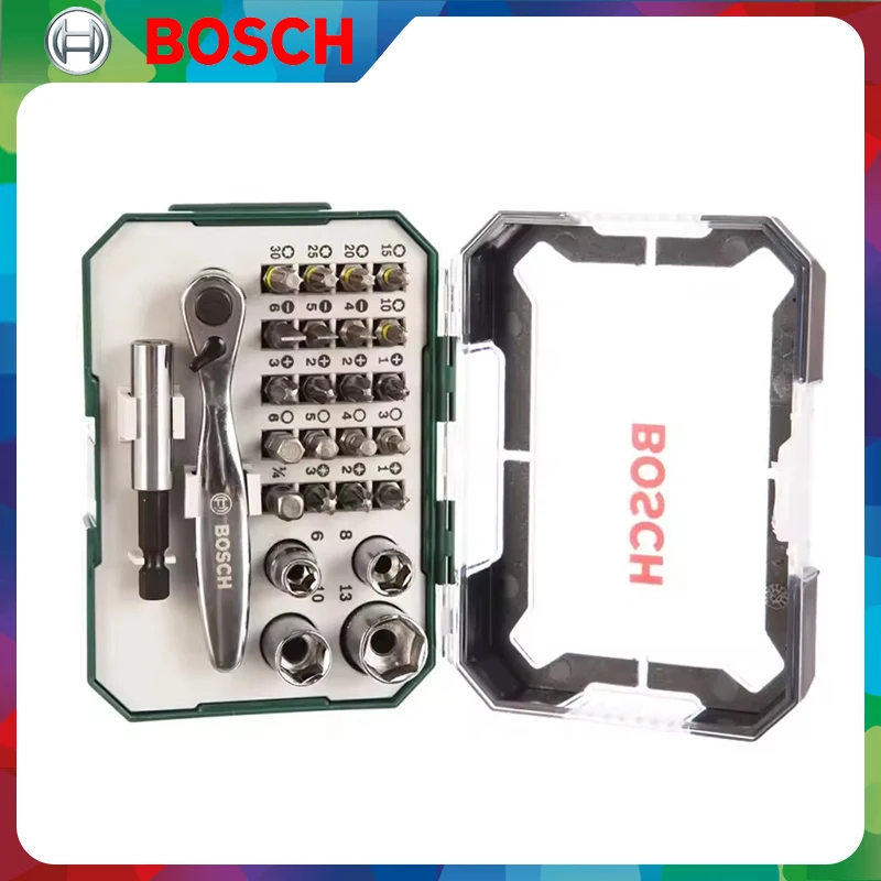 BOSCH 2607017322 26-Piece Screwdriver Bit Set Ratchet Handle Sleeve Professional Power Tool Accessories