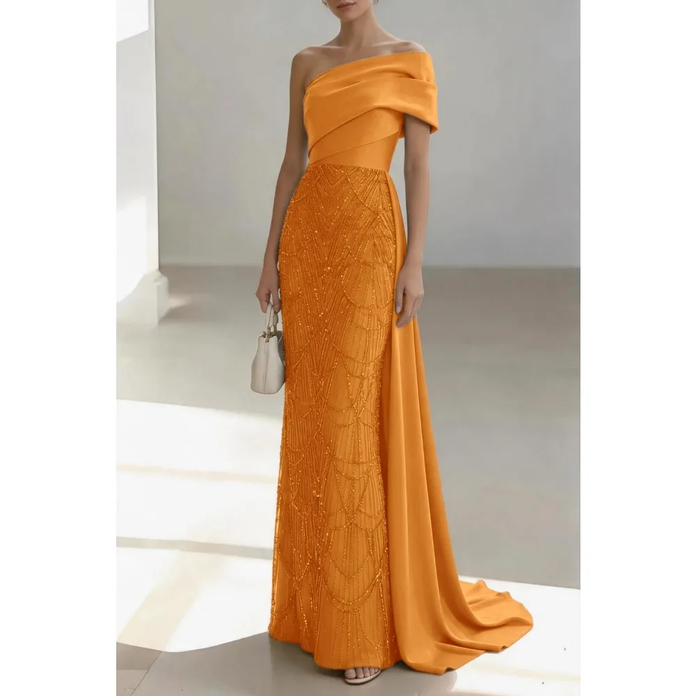 Customized Beaded Mother of Birde Dresses 2026 Satin Luxury Women‘s Wedding Party Attire Dress Elegant Evening Dress Midi Gowns