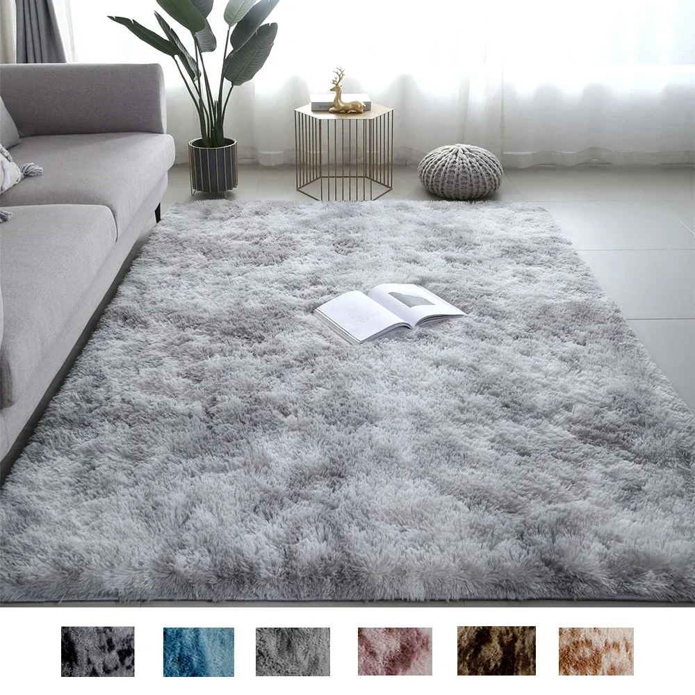 VIKAMA Tie-Dye Silk Wool Carpet Soft And Fluffy Not Easy To Shed Hair Living Room Full Of Carpet Bedroom Bed Blanket Home Decor