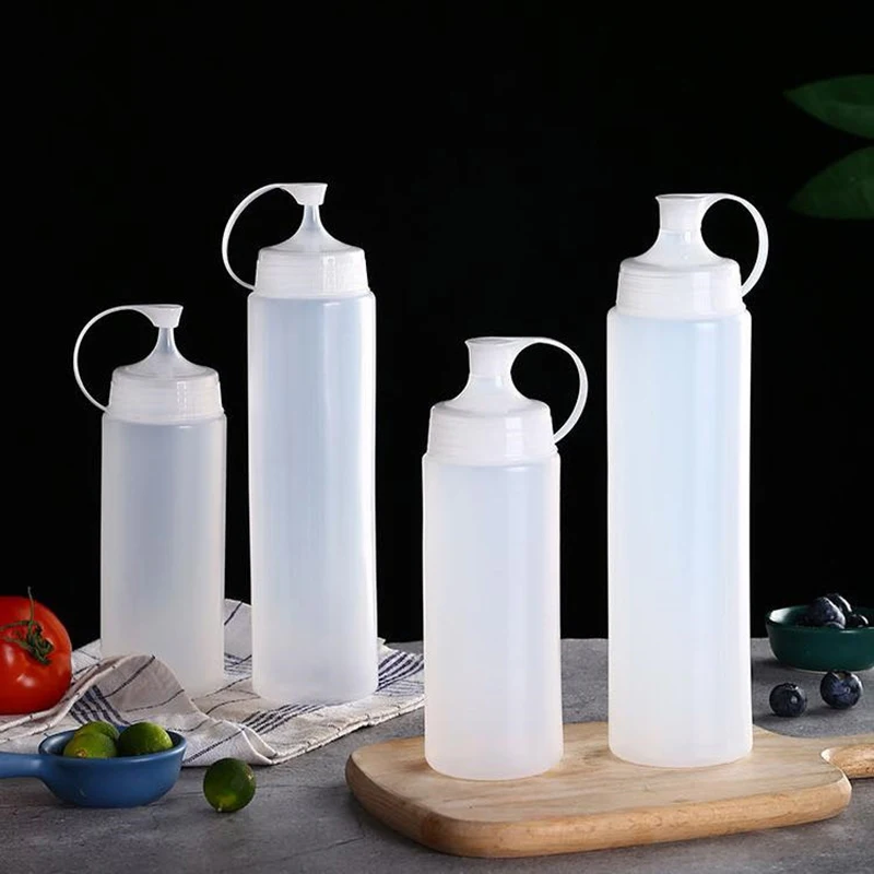 Hot 350/450/600ML Squeeze Sauce Bottles Condiment Dispenser Large Mouth Dustproof Kitchen Seasoning Salad Sauce Olive Oil Bottle