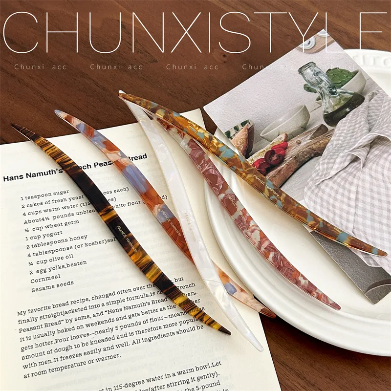 Minimalist Acetate Hair Pin 2025 New Ancient Chinese Style Bun Stick for Women Office Elegant Updo Accessory