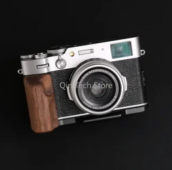 Wood Ebony Walnut Camera Hand Grip Quick Release L Plate for Fuji X100-VI Fujifilm X100VI Handle Metal Base Holder Board Mount