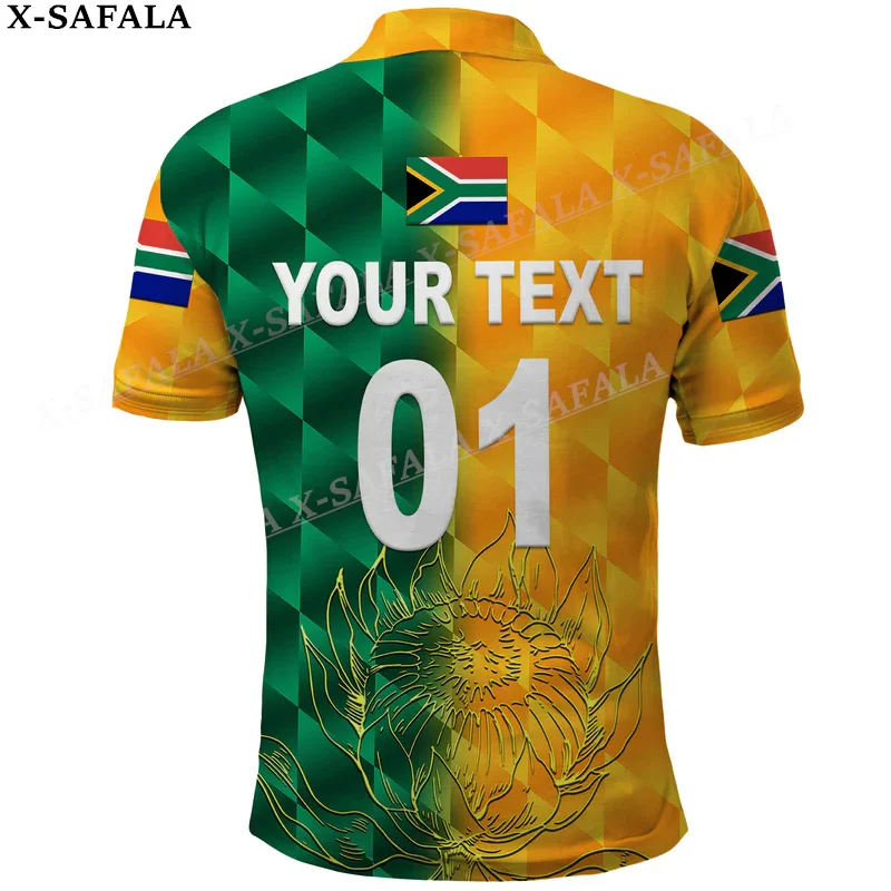 South Africa Country Flag Springboks 3D Print Polo Shirt Short Sleeves Man Overshirt Casual New Summer Clothing Tracksuit-10