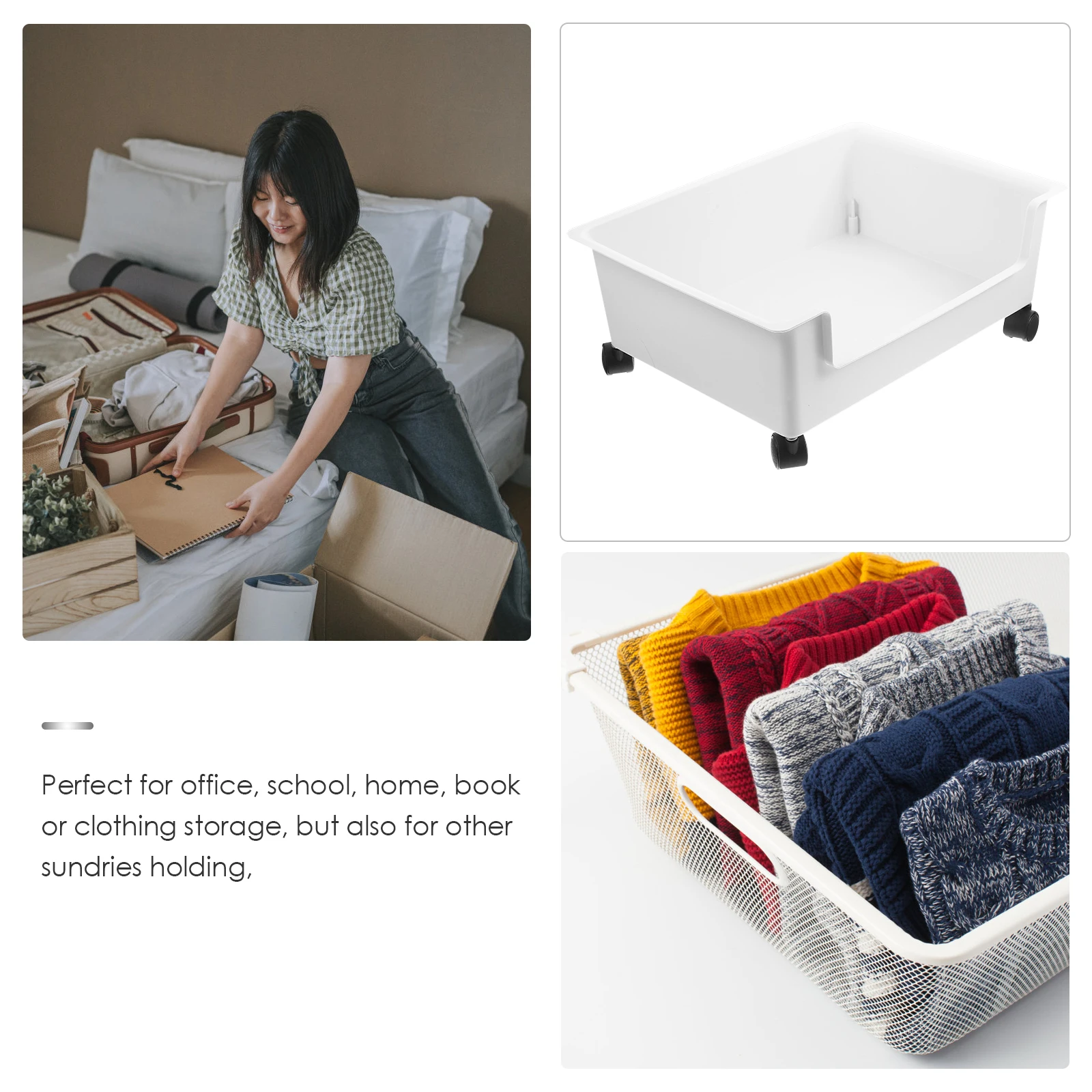 

1pcs Wheeled Bookcase Storage Organizer Desk Holder Kid Bookshelf Bin Drawer Plastic Crate Classroom PP Space Saving Dormitory