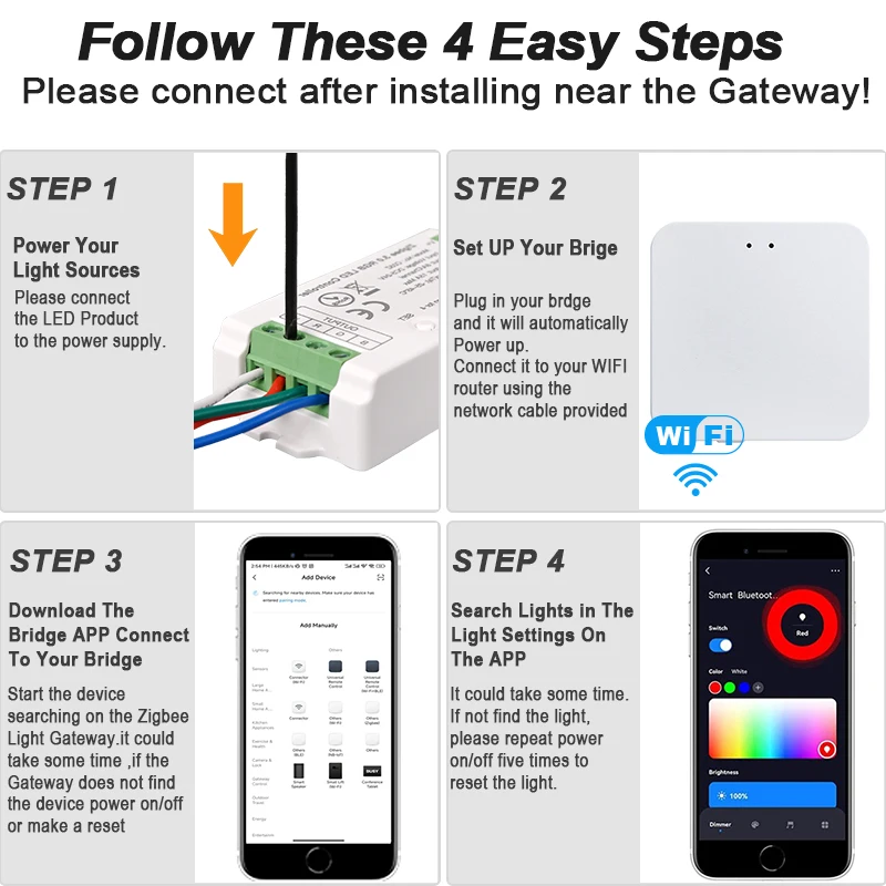 Zigbee-controlador LED 3,0 con WiFi, Control por voz, Tuya, Alexa, Google Home, CCT, RGB, RGBW, RGBCCT, aplicación de tira LED, BT, RF, remoto,