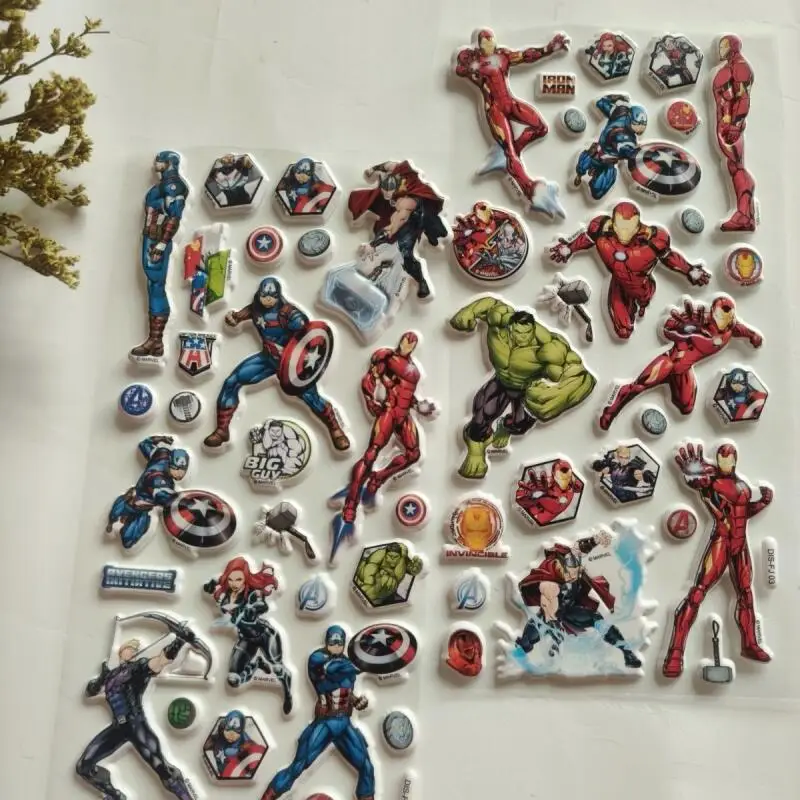 

Cartoon Anime 2Pcs Iron Man Captain America 3D Foam Material Sticker Boy Computer Bicycle Decoration Sticker Diy Toys