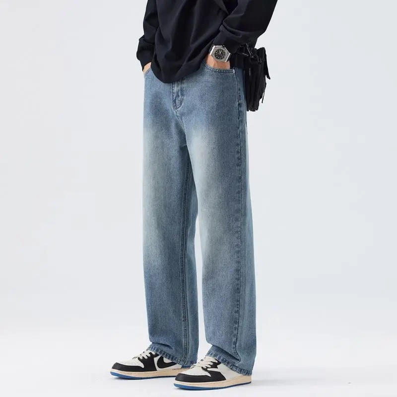 Trend In Men's Spring Autumn Wands Denim Pants Loose-fit straight casual jeans DN0776