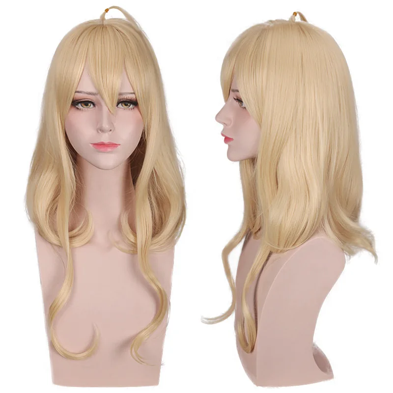 Synthetic Yellow Wavy Long Wig Inspired By Kaede-Akamatsu V3 for Anime Cosplay Costume Party Halloween Women Heat Resistant