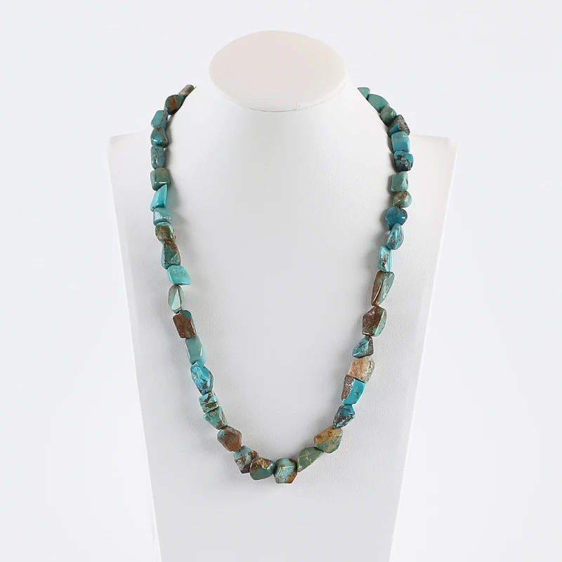 New Irregular Natural Turquoise Beads Necklace For Her Bohemian Handmade Jewelry Necklace For Gift 20inch 49.4g