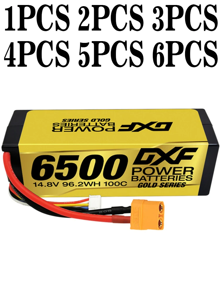 

Аккумулятор DXF 4S Lipo 14,8 в 6500 c мАч Lipo с разъемом XT90, аккумулятор в твердом корпусе для радиоуправляемых автомобилей, лодок, грузовиков, самолетов, БПЛА, гонок