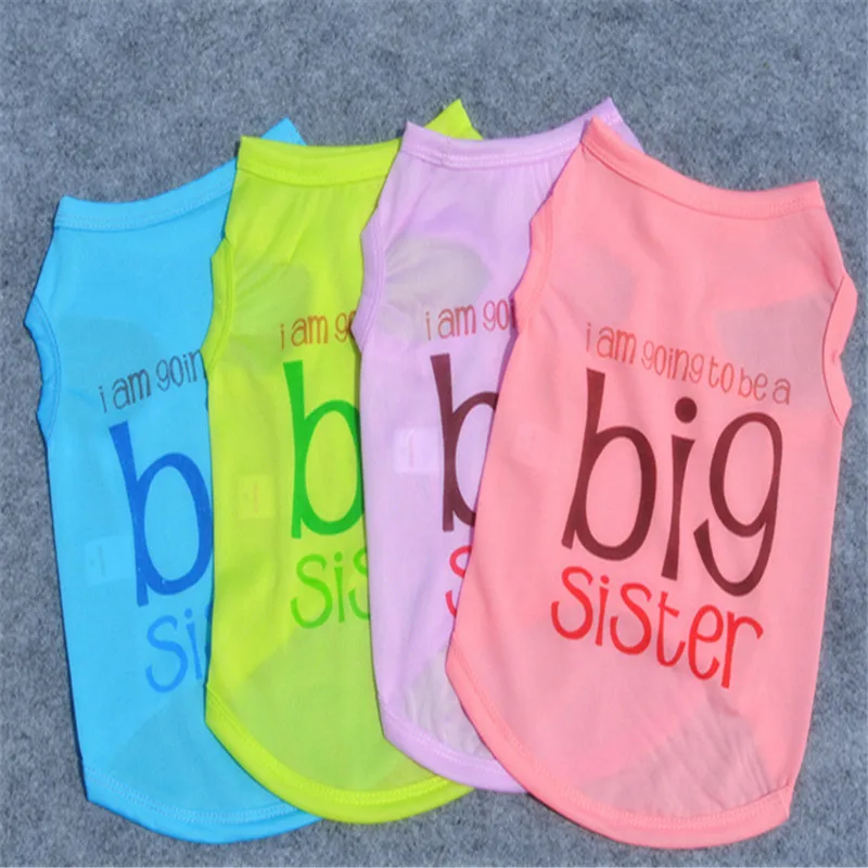 Big Sister Dog Clothes Pet Products Letter Print Puppy Clothing Small Dog Cat Vest Shirt Pet Dogs Costume