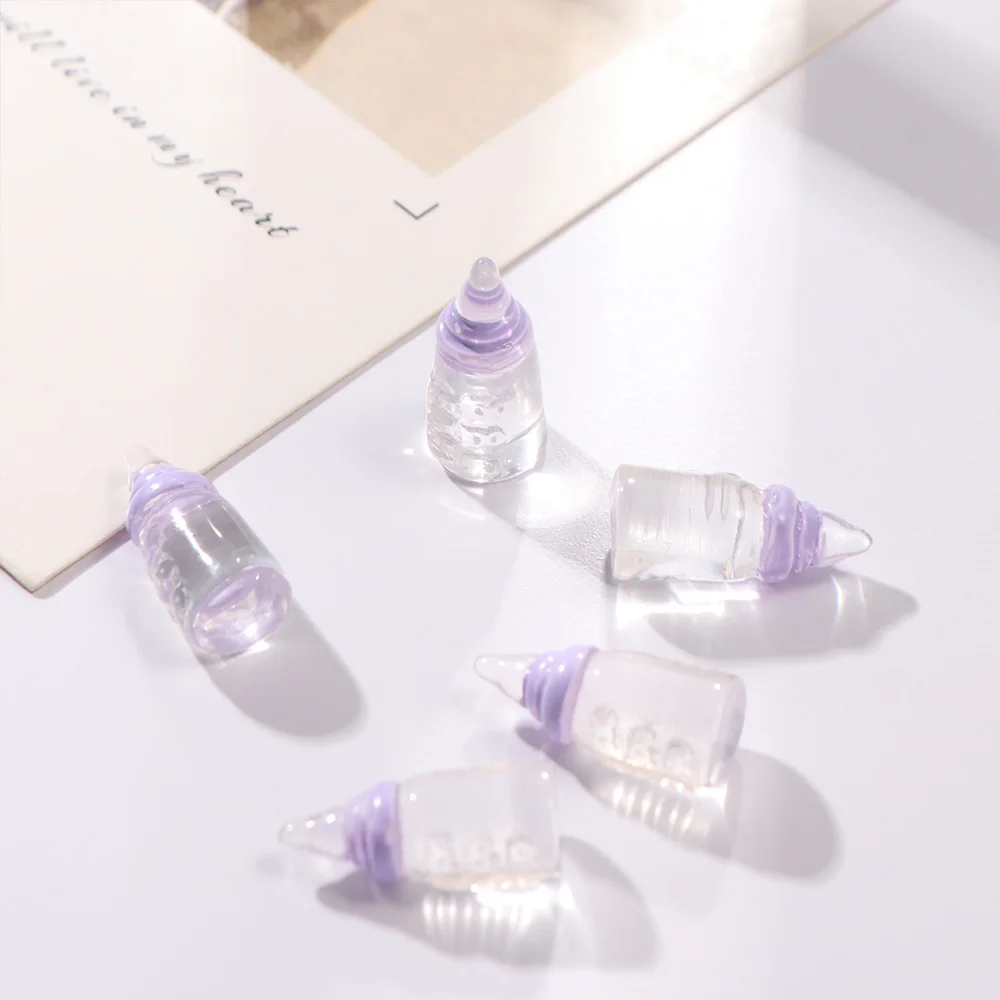 5pcs Baby Bottle Model Simulation Mini Milk Bottle Colorful Resin DIY Mini Pacifier Bottle DIY Toy Mini