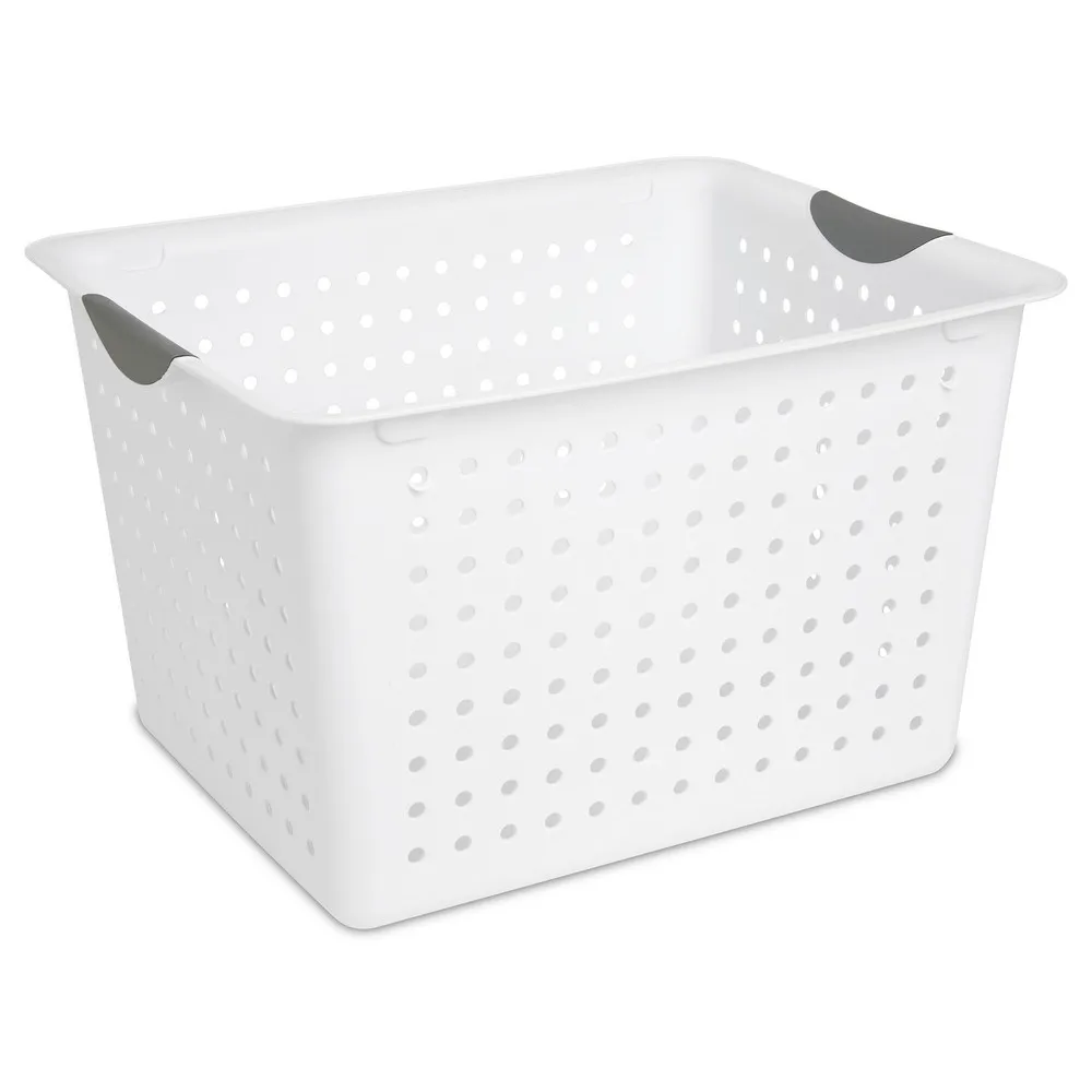 

Large Deep Durable Ultra Plastic Storage Basket Tote, White (6 Pack)