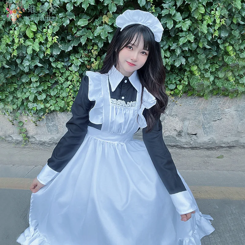 

Anime Maid Dress Adult Women Cosplay Costume Lolita Dress Japanese Uniform Coffee Waitress Clohting Cute Sweet Long Daily Dress