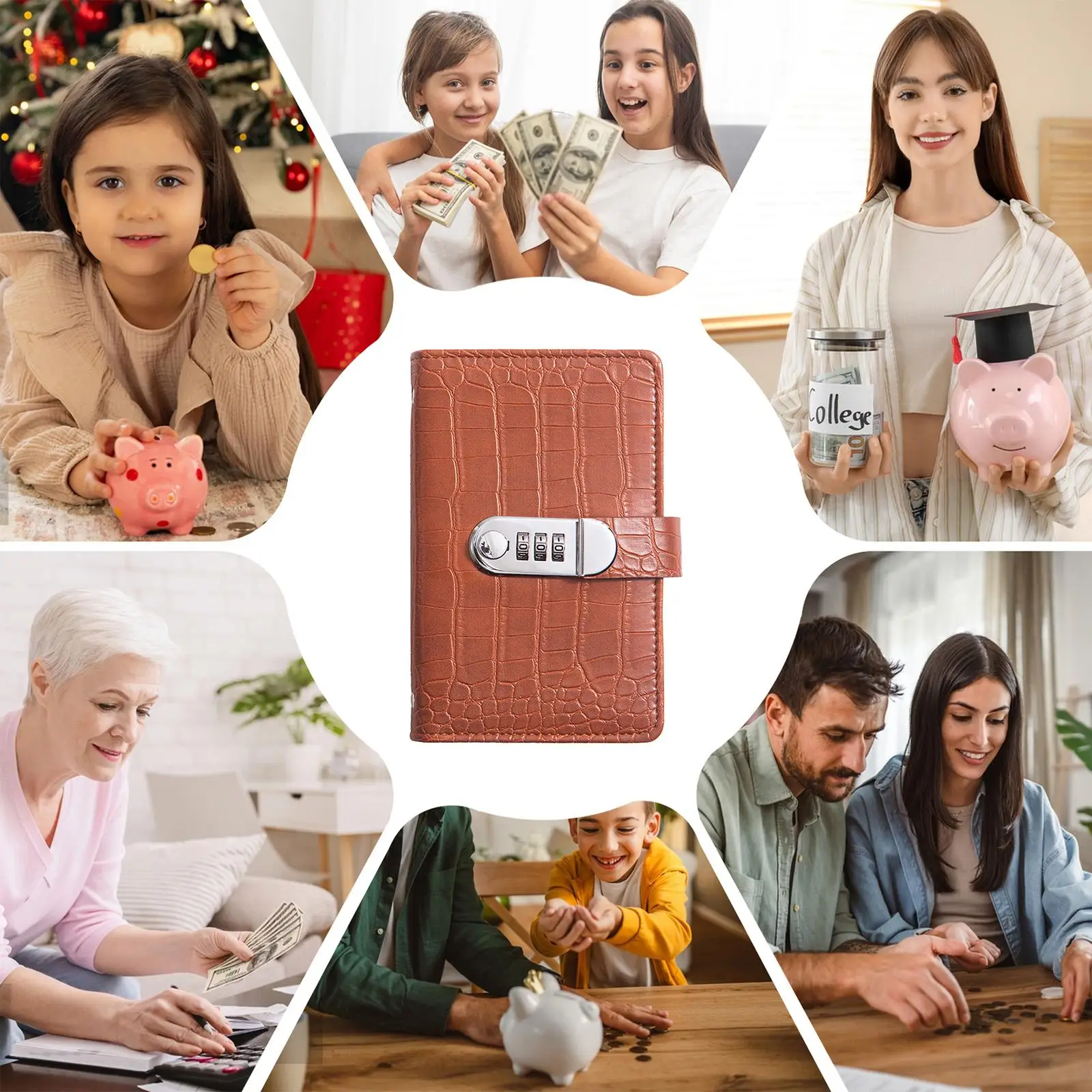Money Saving Binder 7x4.3Inch Budget Planner With Password Lock Lockable Savings Notebook For Handbag Desk Drawer Office Home - view 4
