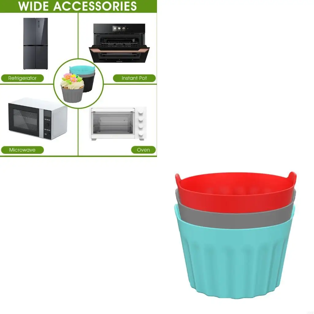 3/6/9 قطعة مقاومة للحرارة سيليكون أكواب الخبز آمنة الهواء القلي آلة الملحقات غير لاصقة قابلة لإعادة الاستخدام قوالب سهلة الإصدار