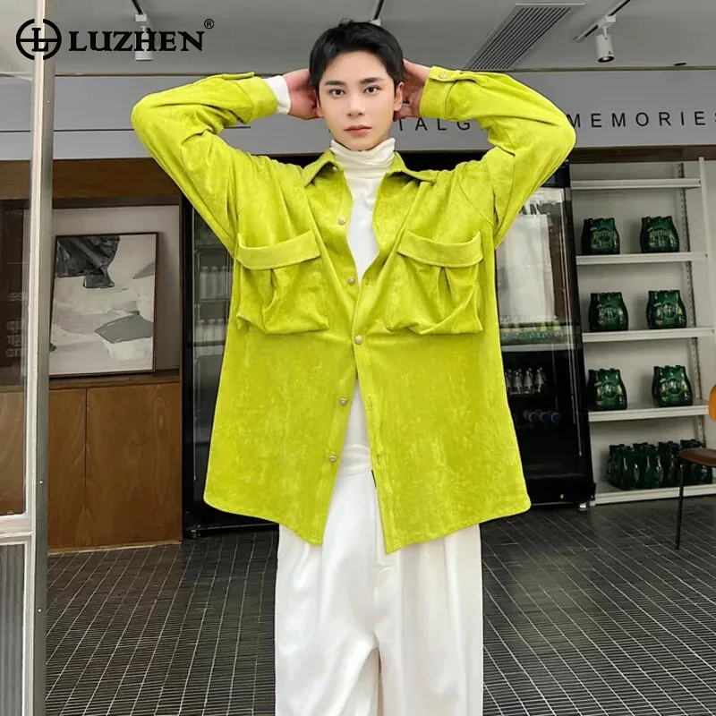 

LUZHEN Tops Men's New Shirt Trend Sleeve Long Casual Versatile Large Pocket 2024 Niche Design Korean Style Menwear Chic LZ6424