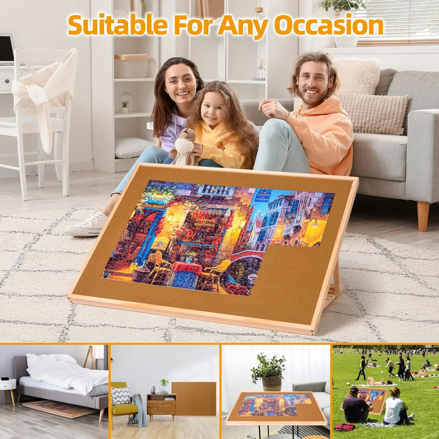 1000 stuks houten puzzelbord met verstelbare beugel, draagbare puzzeltafel |   Puzzel Organizer Boards Opbergaccessoires f