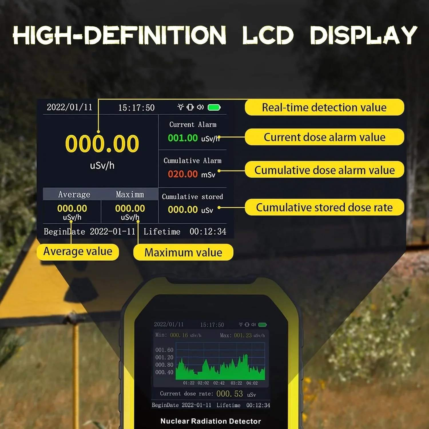 Portable Geiger Counter Nuclear Radiation Detector Personal Dosimeter X-ray γ-ray β-ray Radioactivity Tester Marble Detector image 6