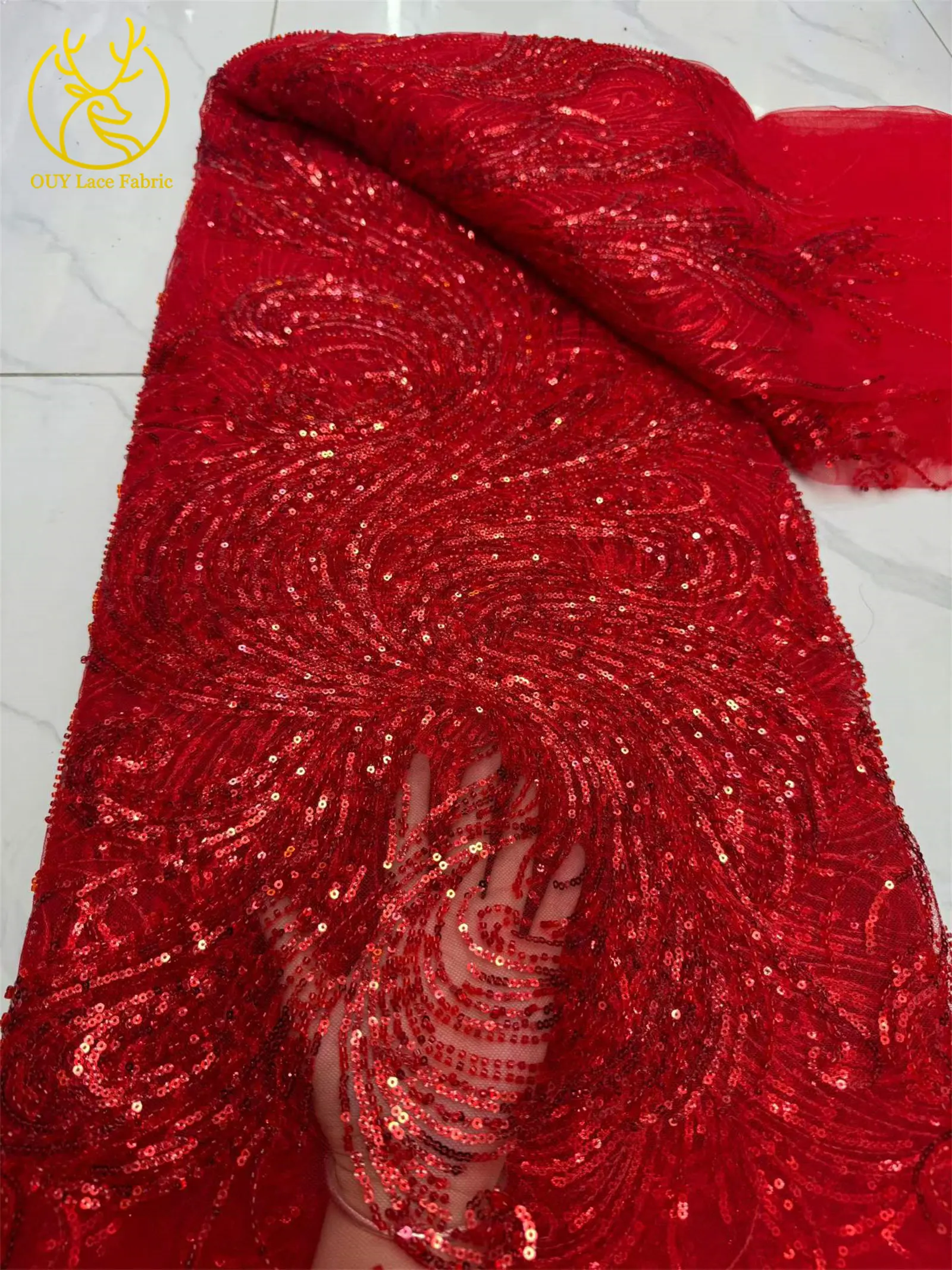 2026 Afrikanischer Perlen-Tüll-Spitzenstoff, 5 Yards, grün, hochwertige französische nigerianische Pailletten-Spitze für Party- und Abendkleider zum Nähen – Detail 18