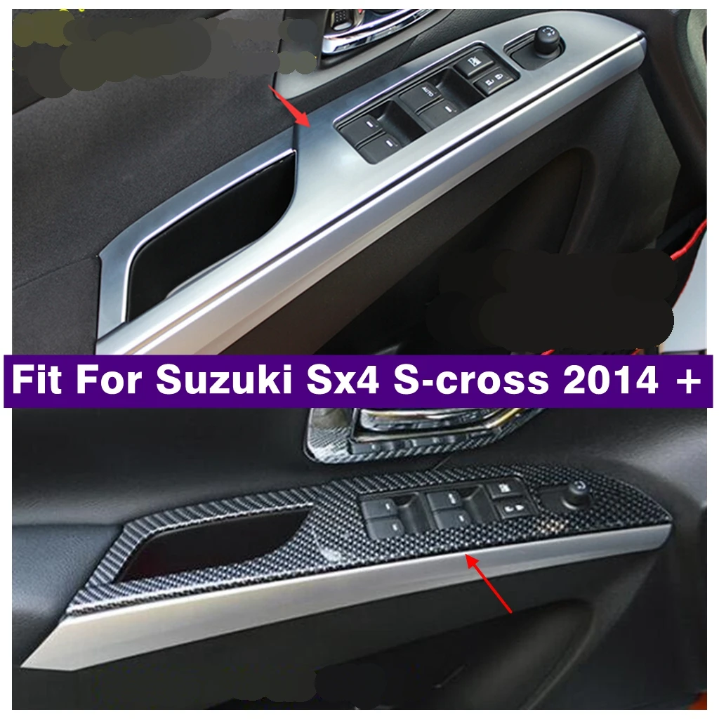 

ABS Armrest Window Glass Lift Switch Control Panel Cover Trim For Suzuki Sx4 s-cross 2014 - 2022 Accessories Carbon Fiber Look