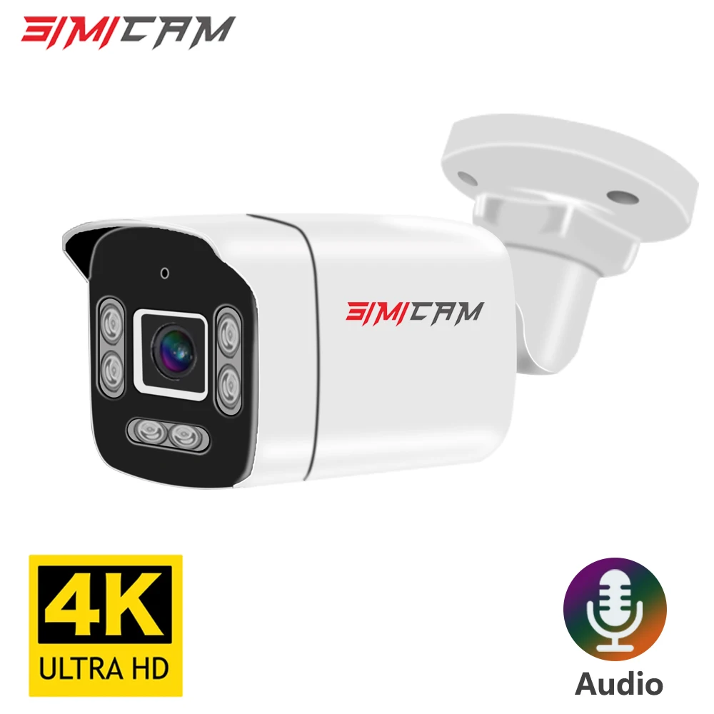 

Poe камера 4K с аудио 48 В POE4MP/5MP/8MP Super HD инфракрасное ночное видение пуля водонепроницаемое видеонаблюдение для Nvr