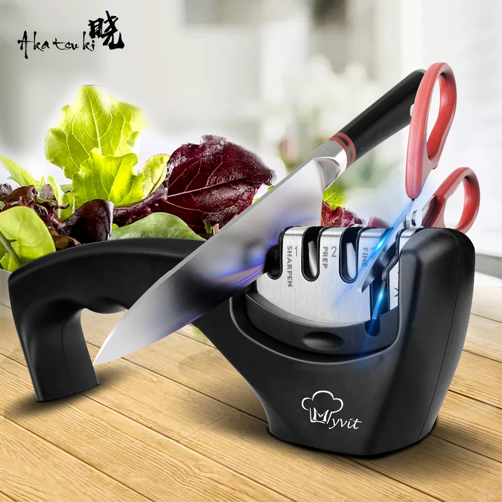 

Knife Sharpener Professional 4 Stages In 1 Knife Sharpening Stone Diamond Scissors Grinder Repair Whetstone with Non-Slip Base