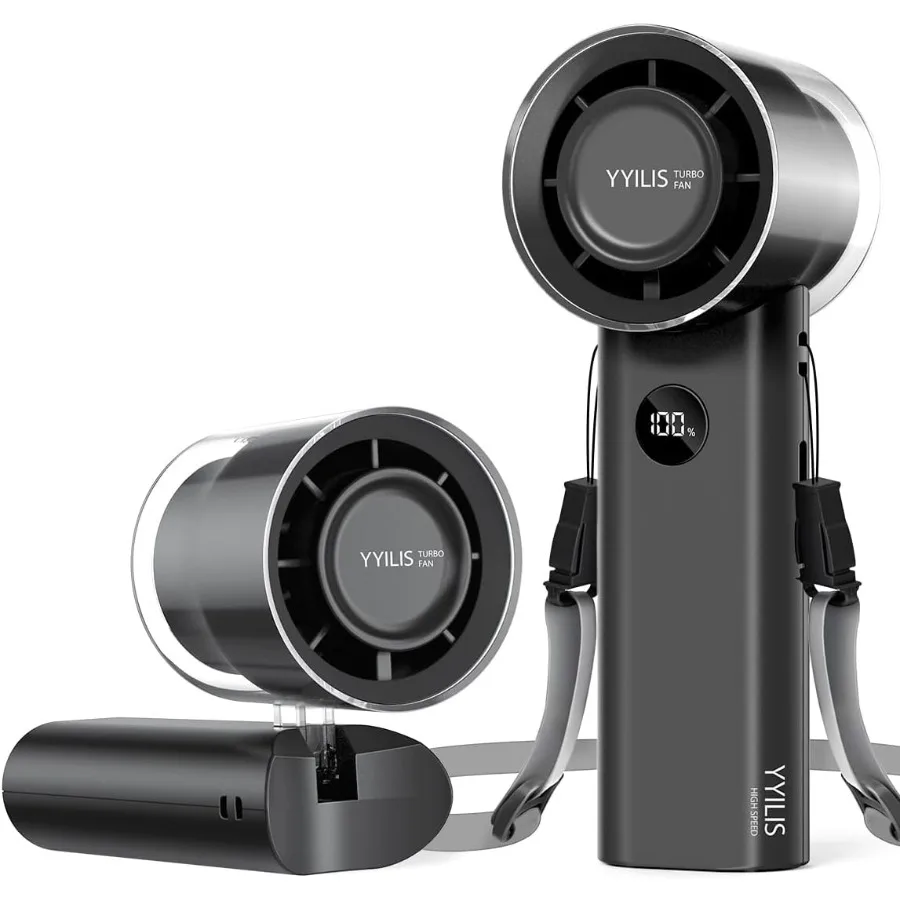 

Портативный ручной турбовентилятор Складной 5-скоростной перезаряжаемый персональный ручной вентилятор 3 в 1 с цифровым дисплеем с 90-направленным управлением