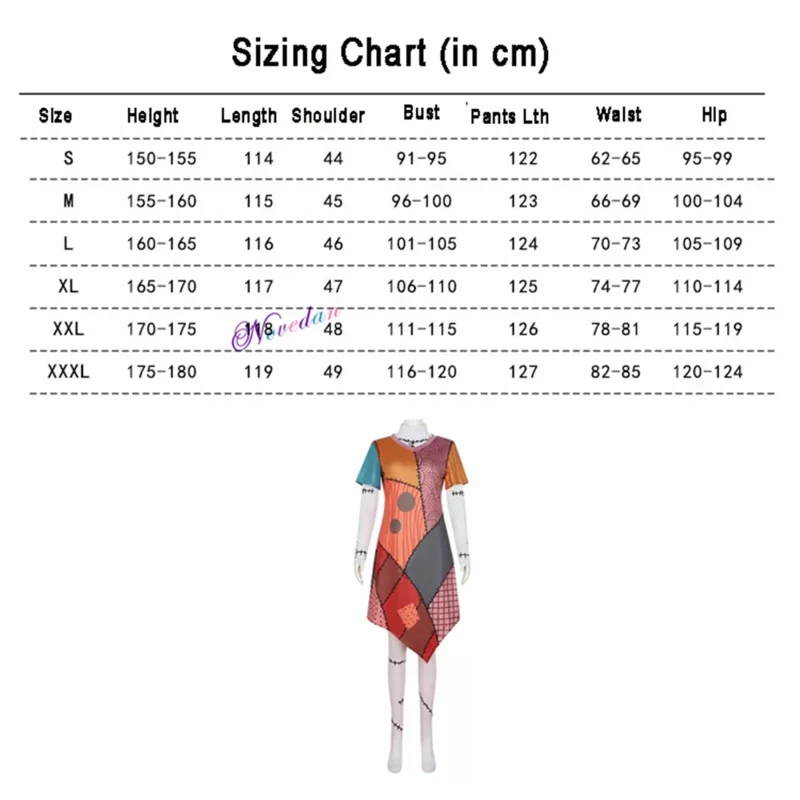 Ночь перед Рождеством костюм Салли косплей парик волосы страшный ужас Скеллингтон костюм на Хэллоуин женское праздничное нарядное платье