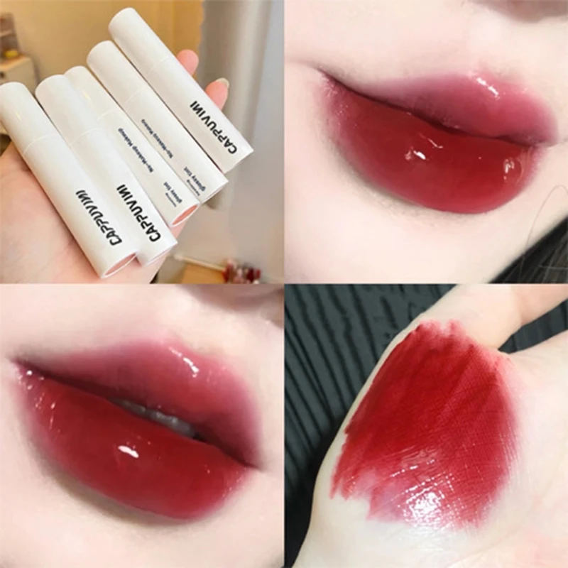 6 colori Jelly Lipstick specchio idratante Water Light Solid Lip Gloss Glass Tea Red Brown Lip Glaze Tint Makeup Cosmetics nuovo