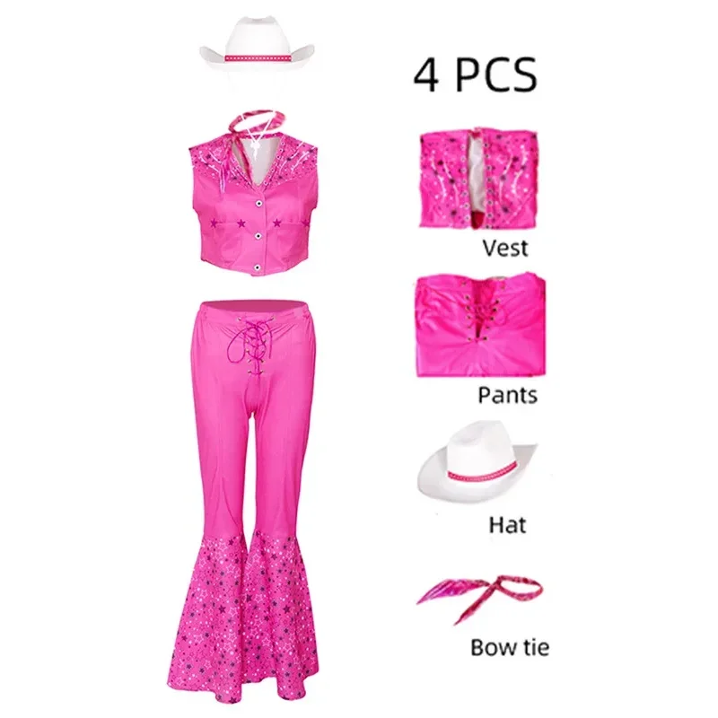 Ken barbei cosplay pareja traje de vaquero trajes mujeres hombres abrigo pantalones cinturón sombrero conjunto fantasía Halloween carnaval disfraz traje