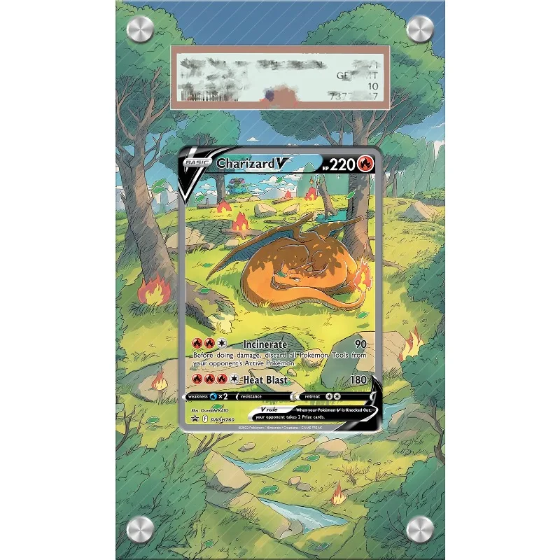 

For Pokemon Card Display PTCG Charizard Keychain Art Display Anime Game Expand Art Fans Gift Acrylic Protective Case