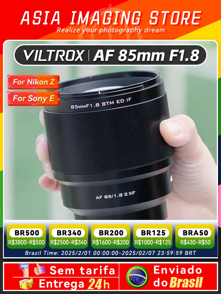 【 Do Brasil 】 Viltrox AF 85mm F1.8 II Auto Focus Full Frame Mirrorless Camera Lens for Sony ZV1 A7IV A7III A7 Nikon Z  85 1.8