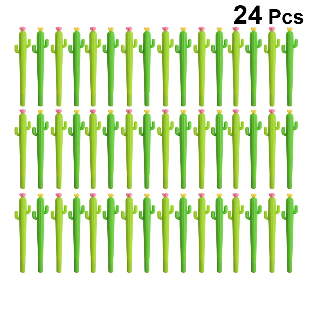 

24 шт. ручек в форме кактуса, уникальный мультяшный дизайн, для детей и студентов, черные ручки для письма, школьные канцелярские принадлежности