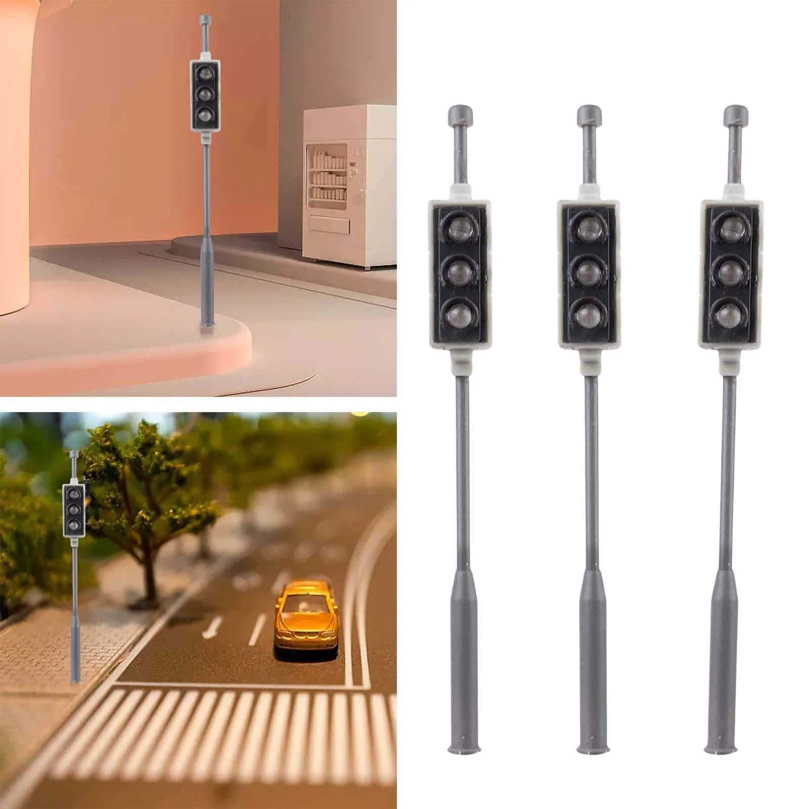 

3-Pack Mini Model Train Traffic Light LED Signal 3V DIY for Train Railway Layout