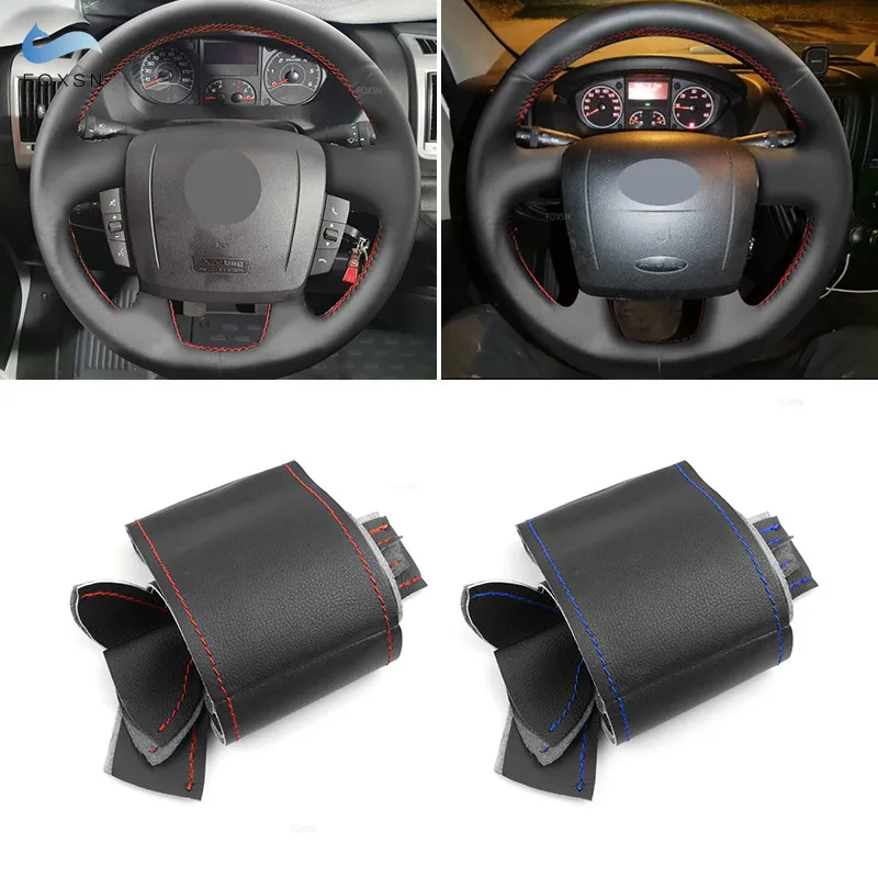 Car Steering Wheel Microfiber Leather Cover For Peugeot Boxer Citroen Jumper Fiat Ducato 2006-2019 Relay 2008-2019 Ram ProMaster