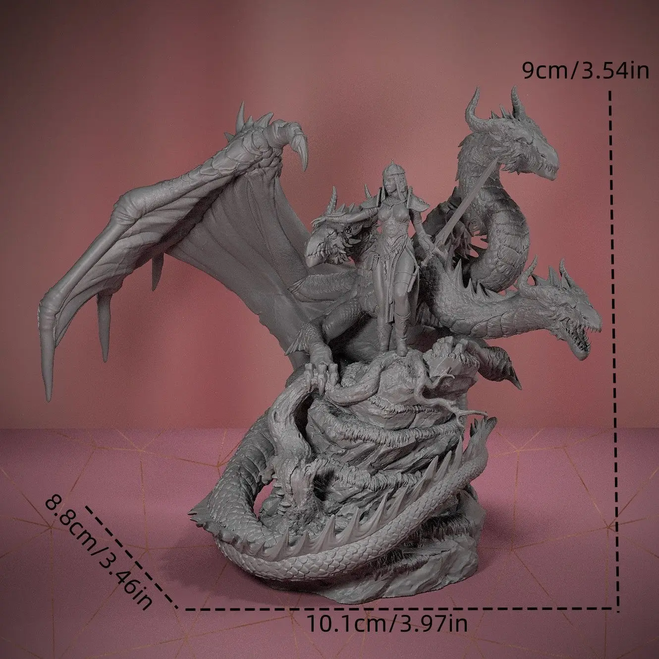 The Three-headed Dragon Queen King 3D Printed Figurine Ornament Painting Model 90mm DIY Self-assembl Figurines Miniatures